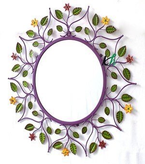 WALL DECORATIVE HAND PAINTED LEAF MIRROR
