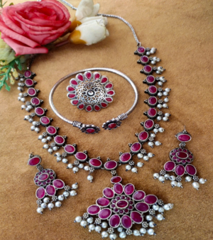 Oxidized Stone Nacklace combo