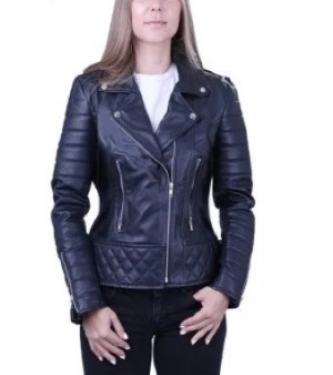 Women Black Front Zipper Biker Jacket
