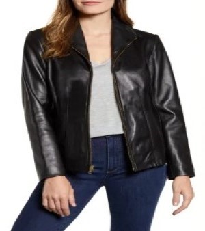 Ladies Black Shinning Leather Jacket