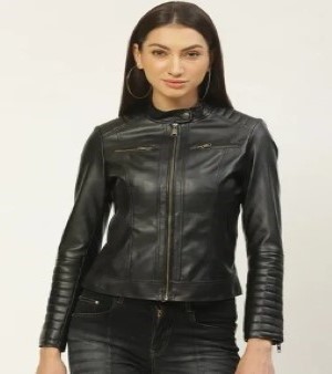 Ladies Black Slim Fit Leather Jacket
