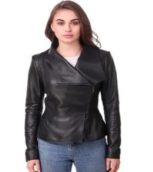 Ladies Black Leather Jacket
