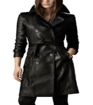 Ladies Long Leather Jacket