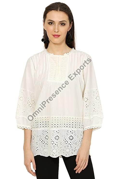 Ladies Cotton Schiffli Top