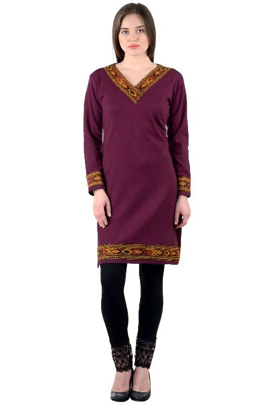 Maroon Ladies Woolen Kurti