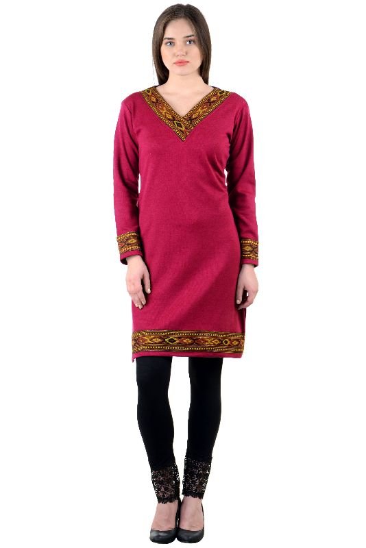 Pink Ladies Woolen Kurti