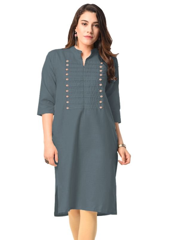 Ladies Steel Grey Both Side Button Kurti