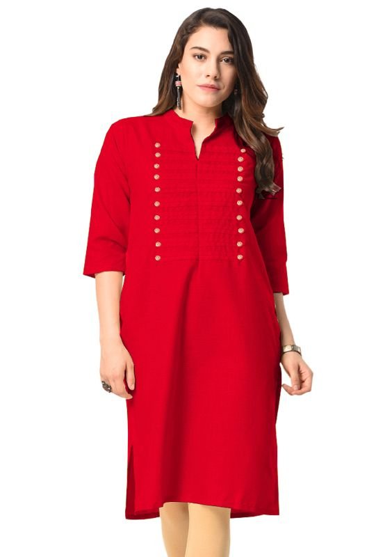 Ladies Light Red Both Side Button Kurti