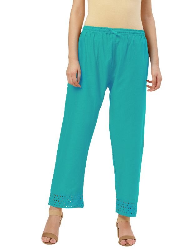 Regular Fit Cotton Palazzo (Rama Green)