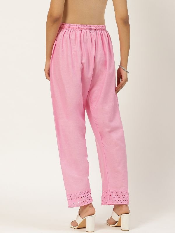 Regular Fit Cotton Palazzo (Pink)