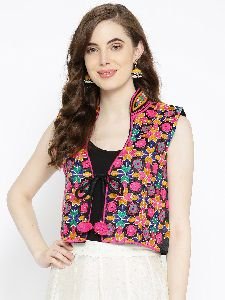 Black Embroidered Shrug Jacket