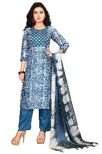 Chanderi Silk Kurti Pant N Duppata Set