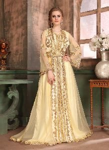 Beige Color Wedding Kaftan Dress
