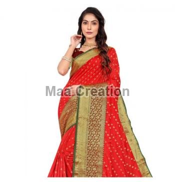 100% Pure Cotton Silk Jacquard Saree