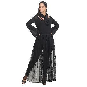 Black Lycra Net Shirt with Legging Skirt