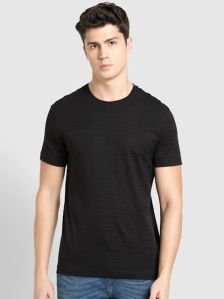 Mens Black Half Sleeve Round Neck T-Shirt