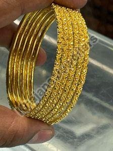 Gold Bangles, Shape : Round, Color : Golden