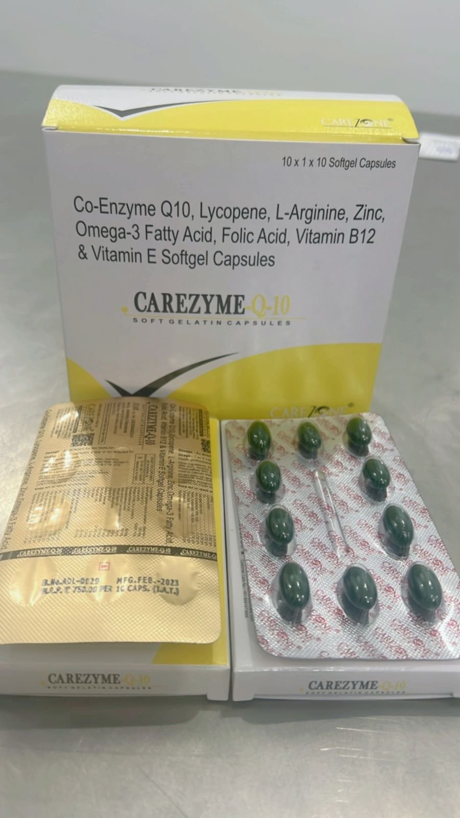 Co-Enzyme Q10, Lycopene, L-Arginine, Zinc, Omega-3 Fatty Acid, Folic Acid, Vitamin B12 & Vitamin E Softgel Capsules