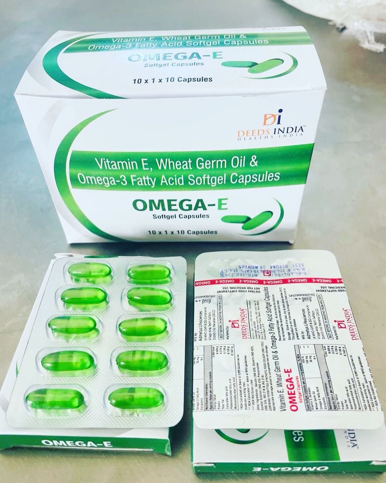 Vitamin E. Wheat Germ Oil & Omega-3 Fatty Acid Softgel Capsules