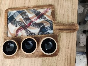 Wooden Platter with Serving Bowl
