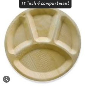 12 Inch 4CP Round Biodegradable Palm Leaf Plate