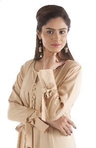 Front Pleat and Cuff Tie Design Abaya