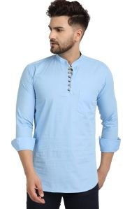 Men Cotton Plain Short Kurta