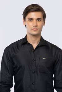 Mens Black Stretchable Full Sleeves Shirt