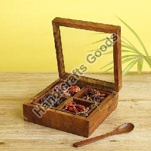 4 Compartment Wooden Spice Box