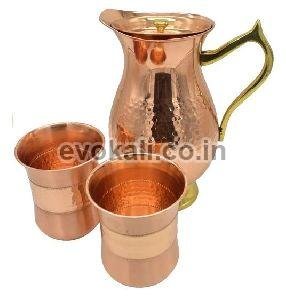 Traditional Copper Jug with 2 Glasses