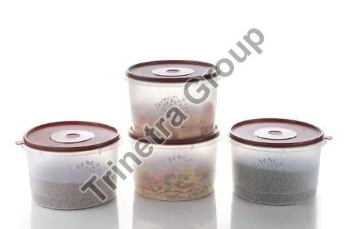 Set of 4 Transparent Round Plastic Container Set