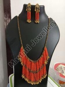 Seed Beads Necklace, Color : Orange