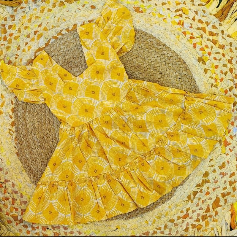 Girls Frock, Color : Yellow