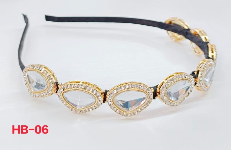 Golden Beaded Hairband, Shape : C Shape