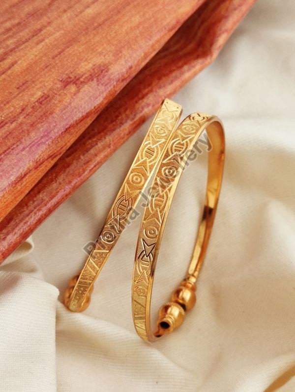 Brass Designer Bangle, Coating : Gold