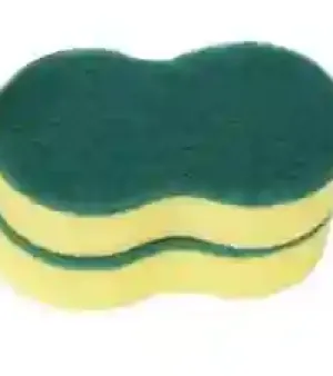 Green And Yellow 8 Shape Sponge Scouring Pad