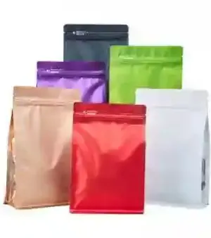 Up To 10 Colors Flat Bottom Pouch With Zipper For Coffee