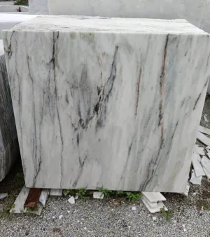 White & Black Veins Statuario Marble Slabs