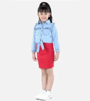 Kids Denim Shirt And Skirt