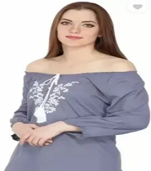 Women Embroidered Grey Top