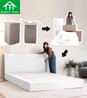 Manufacturer OEM ODM compressible high density foam upholstered bed frame and wall mounted headboard washable cover soft bed set
