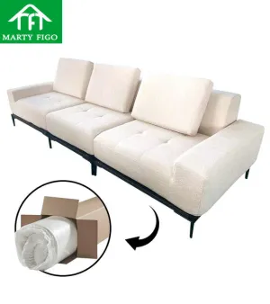 Modern high quality foam padded vacuum compressed couches sofa with armchair soft sectional modular sofa beige sponge sofa set