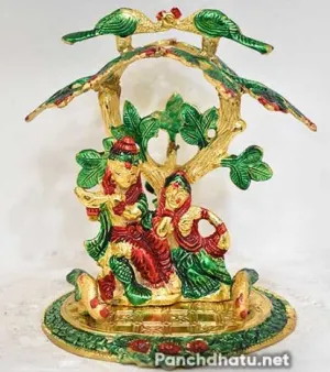 German Metal Handicraft Radha Krishna Sitting Under Tree