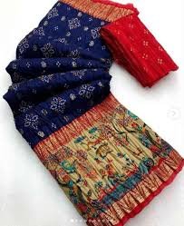 Dola Bandhej Saree stiched blouse