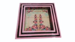 Pink Rose Square Trivet, Shape : Square